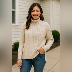 Banana republic Beige cable knit sweater fall staple